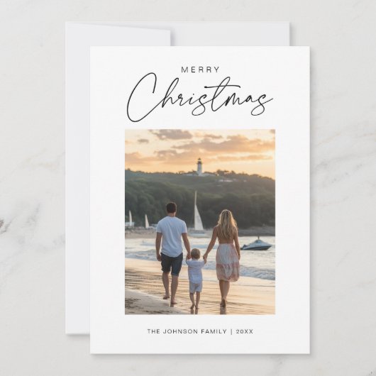 ユニーククリスマスの家族の写真航海のビーチイ シーズンカード (正面)