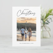 ユニーククリスマスの家族の写真航海のビーチイ シーズンカード (スタンド正面)