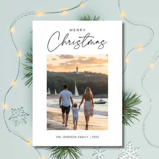 ユニーククリスマスの家族の写真航海のビーチイ シーズンカード