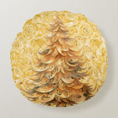 ユニーククリスマスの木オン金ゴールドバララウンドピロー ラウンドクッション (正面)