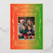 ユニーククリスマスカード2枚の写真ホリデージョイ 箔シーズンカード (正面)