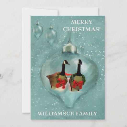 ユニーククリスマスゲーゼオーナメントスノーレッドボウフラット シーズンカード (正面)