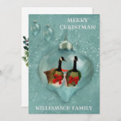 ユニーククリスマスゲーゼオーナメントスノーレッドボウフラット シーズンカード (正面/裏面)