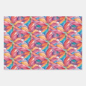 ユニーククリスマスプレゼント水彩ポインセチア ラッピングペーパーシート (正面2)