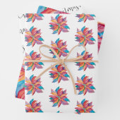 ユニーククリスマスプレゼント水彩ポインセチア ラッピングペーパーシート (インサイチュ)