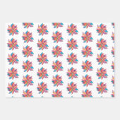 ユニーククリスマスプレゼント水彩ポインセチア ラッピングペーパーシート (正面)