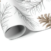 ユニーククリスマスホリデーパインコーンパターンギフト ラッピングペーパー (ロールコーナー)