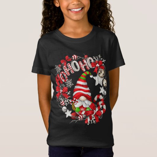 ユニーククリスマス格言かわいいホホホ Tシャツ (正面)