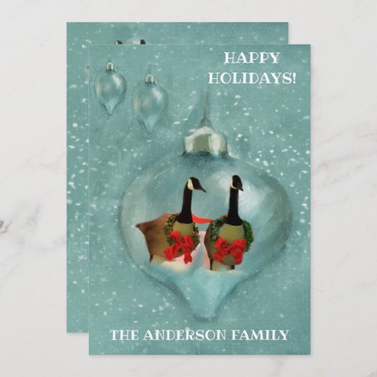 ユニーククリスマス飾りゲーファンシーゼ雪フラット シーズンカード (正面/裏面)