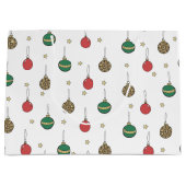 ユニーククリスマス飾りボーブルパターン ラージペーパーバッグ (正面)