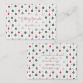 ユニーククリスマス飾りボーブルパターン 名刺 (正面/裏面)