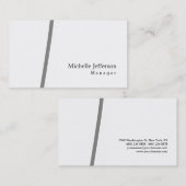 ユニークグスタイリッシュレー白モダンプレーンシンプル 名刺 (正面/裏面)