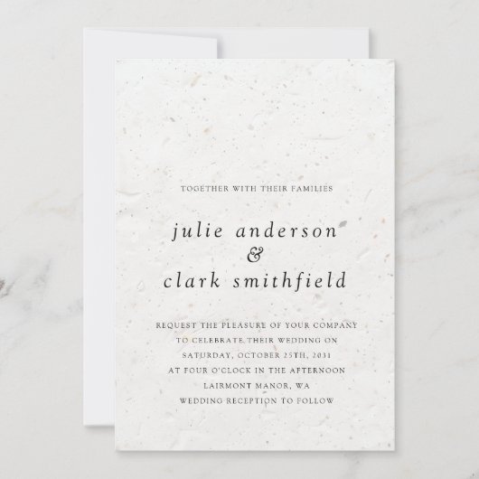 ユニークコンテンポラリーミニマ結婚ルテクスチャ 招待状 (正面)