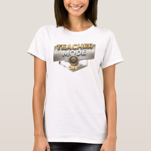 ユニークゴールドTEACH MODE OFF クリエイティブプリント Tシャツ (正面)