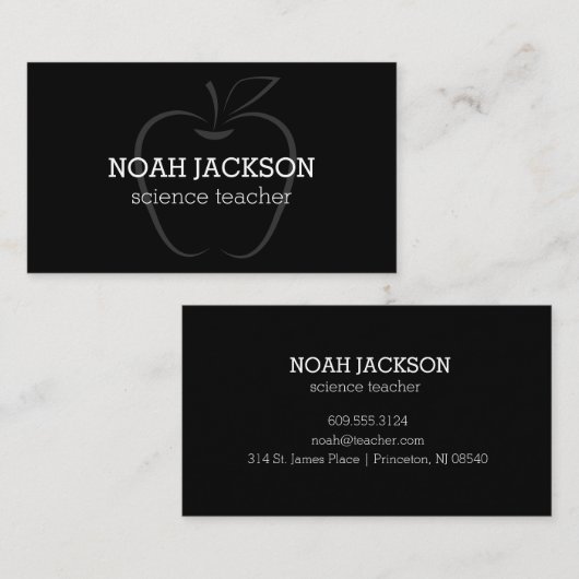 ユニークシンプルミニマリストホワイトオンブラック先生 名刺 (正面/裏面)