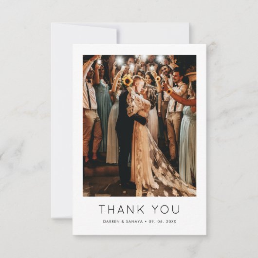 ユニークシンプル写真QRコー結婚ド サンキューカード (正面)