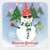 ユニークスタイリッシュモダン雪だるま スクエアシール (正面)