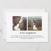 ユニークスタイリッシュ文字 | たった今結婚しました 招待状 (裏面)