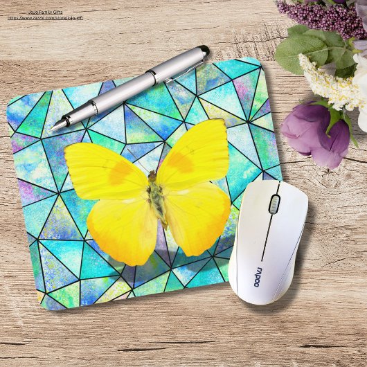 ユニークスタイルのカラフル背景(ジオメトリックブルー) マウスパッド