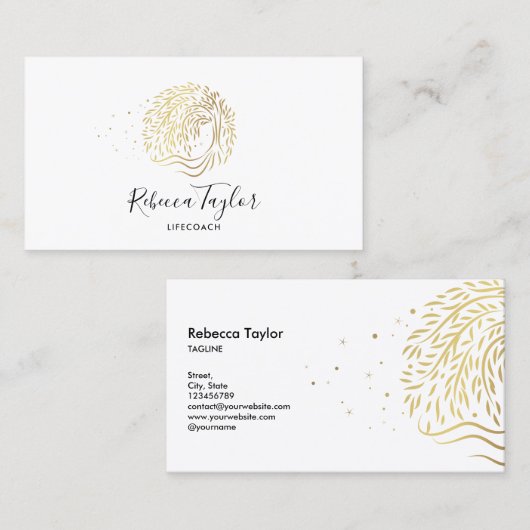 ユニークセラピストライフコーチヤナギの木の人生 名刺 (正面/裏面)