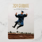 ユニークタイポグラフィオーバーレイ2写真卒業 箔招待状 (裏面)