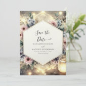 ユニークタイポグラフィメイスン結婚ジャー セーブザデート (スタンド正面)