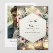 ユニークタイポグラフィメイスン結婚ジャー セーブザデート (正面/裏面)