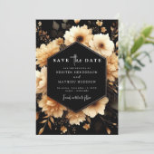 ユニークタイポグラフィ金ゴールドとブラック結婚ズ セーブザデート (スタンド正面)