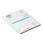 ユニークターコイズロゴ理容師ショップ請求書 ノートパッド (アングル)