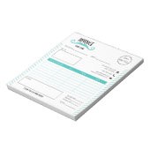ユニークターコイズロゴ理容師ショップ請求書 ノートパッド (回転)