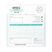 ユニークターコイズロゴ理容師ショップ請求書 ノートパッド (正面)