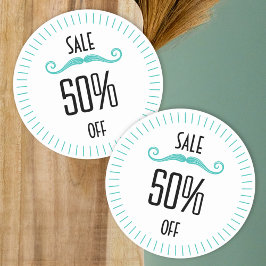 ユニークターコイズ店プロモーション販売シール ラウンドシール