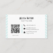ユニークターコイズ黒QRコードひげ 名刺 (裏面)
