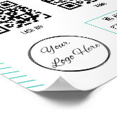 ユニークターコイズ2 QRコード理容師ショップスキャンして支払う ポスター (角)