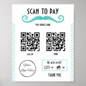 ユニークターコイズ2 QRコード理容師ショップスキャンして支払う ポスター (正面)