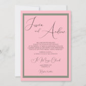 ユニークダスティピンク&セージ結婚式招待状 招待状 (正面)