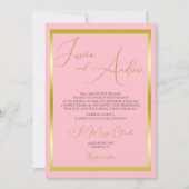 ユニークダスティピンク&金ゴールド結婚式招待状 招待状 (正面)