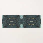 ユニークダークグリーン&金ゴールドクリスチャン聖十字架 ヨガマット (裏面(横))