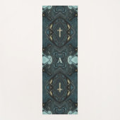 ユニークダークグリーン&金ゴールドクリスチャン聖十字架 ヨガマット (正面)