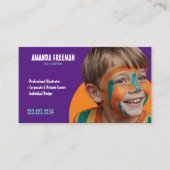 ユニークティール(緑がかった色)とパープルアーティスト顔画家 名刺 (正面)