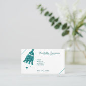 ユニークティール（緑がかった色）グリッターメイドハウスクリーニングサービス  名刺 (スタンド正面)