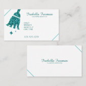 ユニークティール（緑がかった色）グリッターメイドハウスクリーニングサービス  名刺 (正面/裏面)