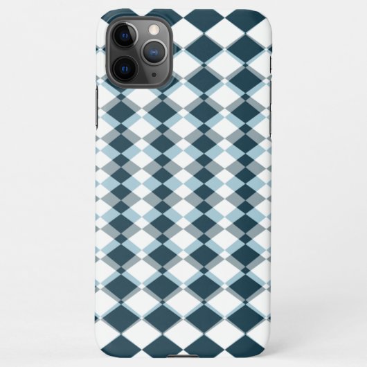 ユニークティール(緑がかった色)ブルーグレイ正方形モザイクアートパターン iPhoneケース (裏面)