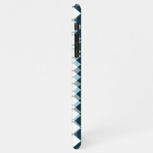 ユニークティール(緑がかった色)ブルーグレイ正方形モザイクアートパターン iPhoneケース (左側)