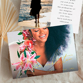 ユニークテンプレート写真実在金ゴールド卒業 箔招待状