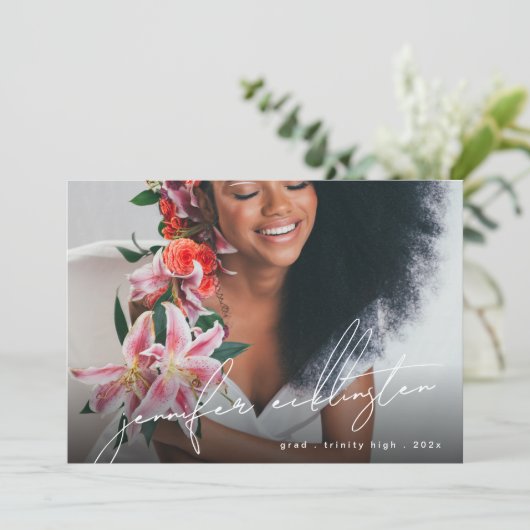 ユニークテンプレート写真高校卒業 案内状 (スタンド正面)