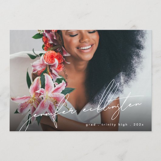 ユニークテンプレート写真高校卒業 案内状 (正面)