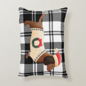 ユニークデザインかわいいおもしろい犬タータンチェック格子状クリスマス アクセントクッション (正面(垂直))