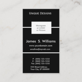 ユニークデザインフォーマル白黒カスタムボックスロゴ 名刺