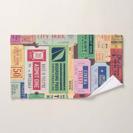 ユニークデザインヴィンテージ愛好家シネマチケット素朴 バスタオルセット (ハンドタオル)